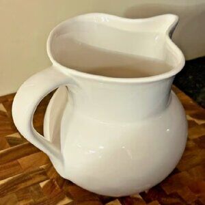 NEW 7.5in H Pottery Barn White Porcelain CHANTAL Pitcher Water Classic Serving